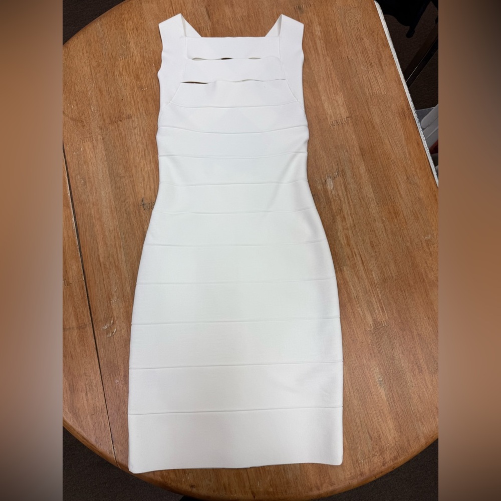 HERVE LEGER Icon Strappy Cross Neck Mini Icon Dress NWT